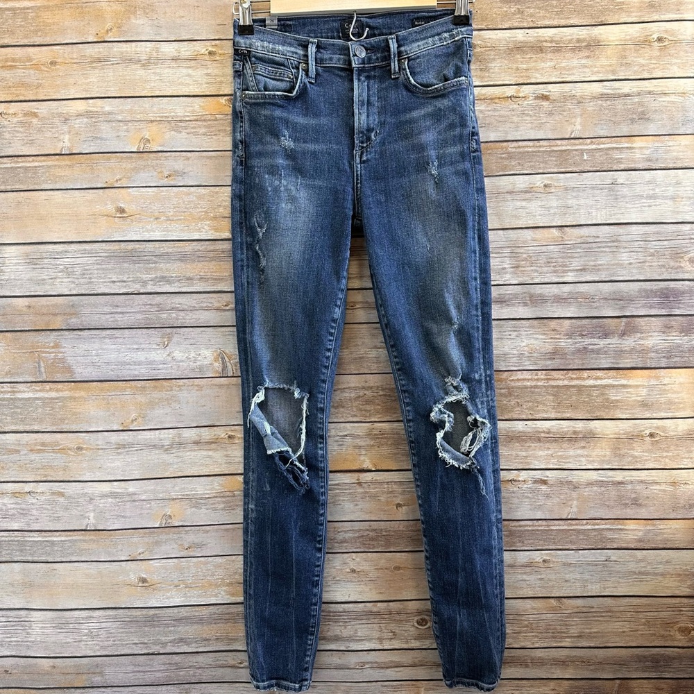 Citizens Of Humanity Rocket High Rise Skinny Distressed Blue Jeans Size 26